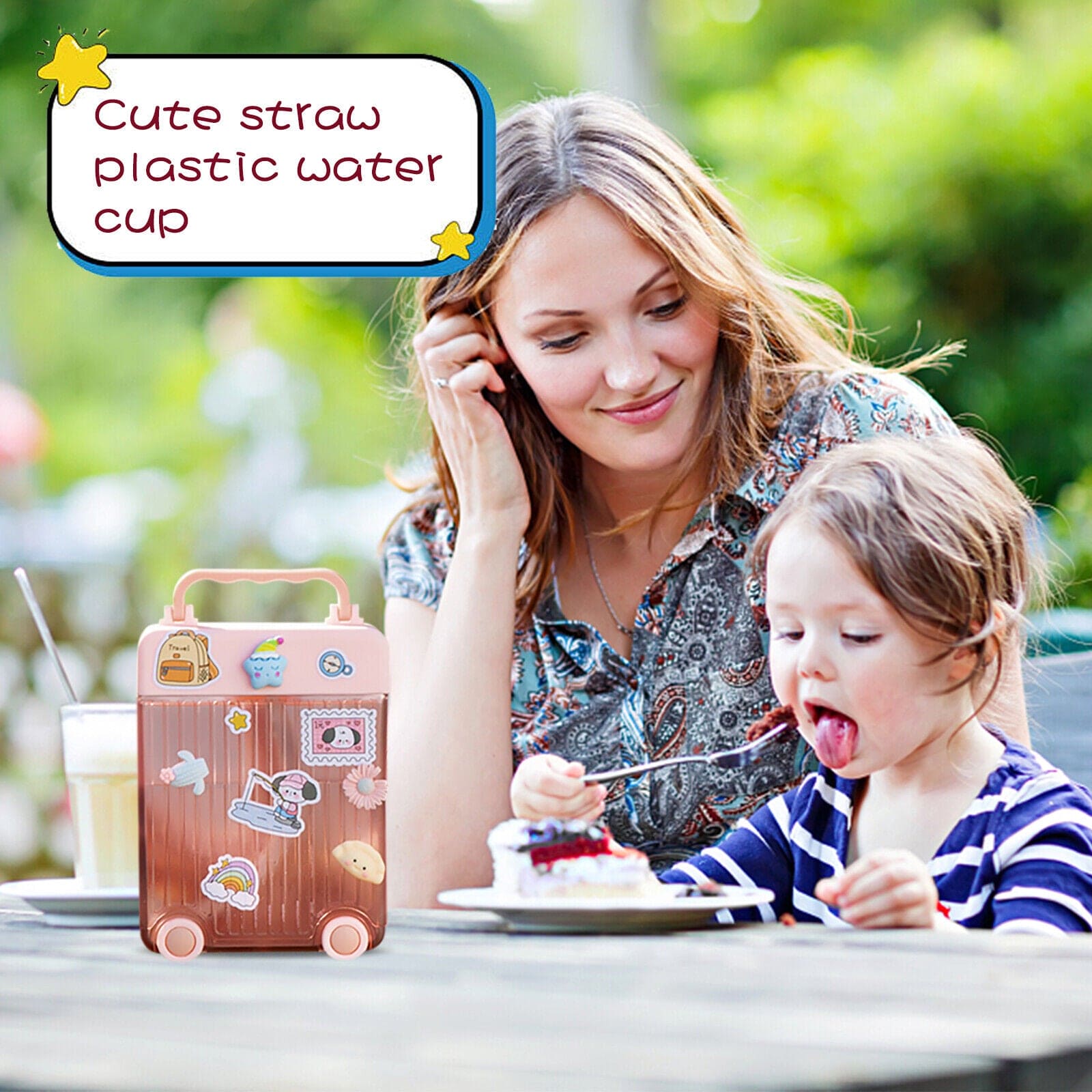 Cute Suitcase Straw Water Bottle, 450ml Plastic Water Cup with Straw Briefcase Shape Kids Water Bottle, Portable Drinking Cup for Girls Boys School, Easy to Carry Sports Bottles for Girls and Boys Cute Suitcase Straw Water Bottle, 450ml Plastic Water Cup with Straw Briefcase Shape Kids Water Bottle, Portable Drinking Cup for Girls Boys School, Easy to Carry Sports Bottles for Girls and Boys